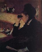 Mary Cassatt the girl wear  black dress at the theater USA oil painting artist
